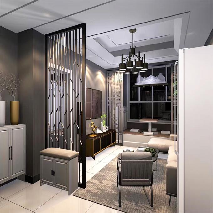 أسلوب أمريكي ليزر القطع الذهبية الفولاذ المقاوم للصدأ شاشة غرفة الحائط للمنزل فندق مطعم 2