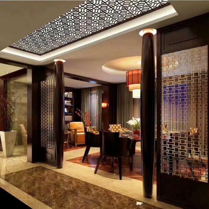 أسلوب أمريكي ليزر القطع الذهبية الفولاذ المقاوم للصدأ شاشة غرفة الحائط للمنزل فندق مطعم 6