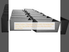 المعدن الخارجي الألياف الزجاجية الطين الحديقة مستطيلة أواني النبات حزمة كبير صندوق الزراعة للفندق فيلا تزيين وعاء الزهور