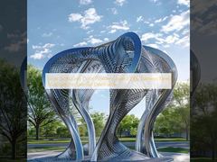 منحوتة من الفولاذ المقاوم للصدأ 316L مطلية بالمسحوق باللون الفضي والذهبي والرمادي للديكور الخارجي