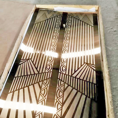 ورقة مخصصة محفورا مرآة 8K الذهب اللون الفولاذ المقاوم للصدأ للمصعد