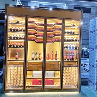 خزانة عرض النبيذ الحديثة للمطعم باللون الذهبي الوردي TUV 350 * 190 سم