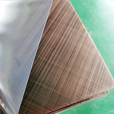 سعر جيد 304 لون الذهب الزهري خط الرأس المتقاطع 45 درجة مطبوخة النهاية صفيحة الفولاذ المقاوم للصدأ مع طباعة ضد الأصابع الانترنت