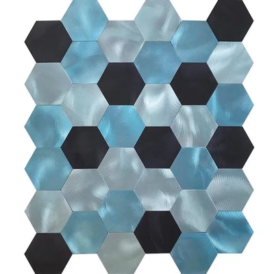 Hexagon Metal Mosaic Decorative Wall Tiles 48 X 48MM Black And White Mixed