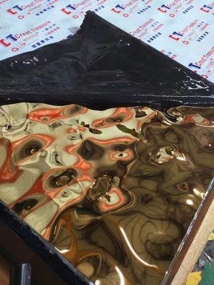 سعر جيد 4X8feet 8K Mirror Ti-Gold Water Ripple لوح من الفولاذ المقاوم للصدأ لتزيين السقف الانترنت