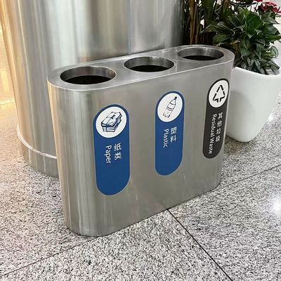 Customized Stainless Steel Outdoor Trash Can Metal Products GB Standard
