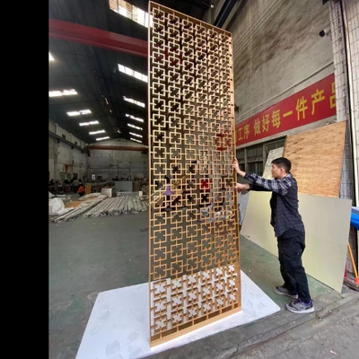 Hollow  Design Stainless Steel Living Room Partition Background Wall Hotel Project Decoration