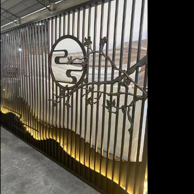Hollow  Design Stainless Steel Living Room Partition Background Wall Hotel Project Decoration