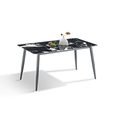 سعر جيد طاولة طعام حديثة من الحجر المتصاعد طاولة طعام ذات قاعدة فولاذ كربوني الانترنت