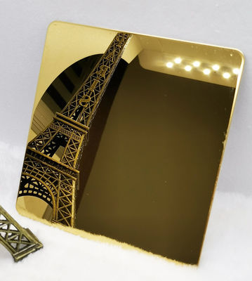 سعر جيد PVD Gold SS Sheet Mirror مرآة مطلية بالذهب من الفولاذ المقاوم للصدأ 3000 مم 2438 مم الانترنت