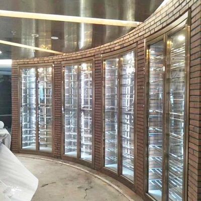 سعر جيد خزانة نبيذ معدنية من الفولاذ المقاوم للصدأ مبرد 240 فولت 50 هرتز لوحة تحكم تعمل باللمس الانترنت