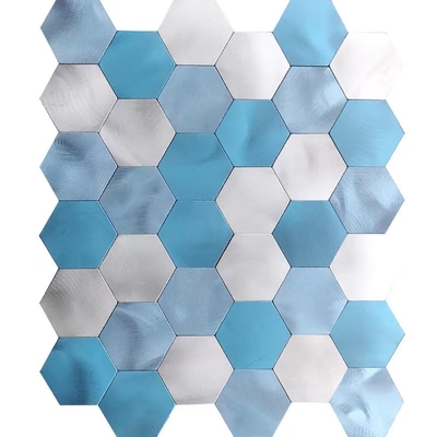 Hexagon Metal Mosaic Decorative Wall Tiles 48 X 48MM Black And White Mixed