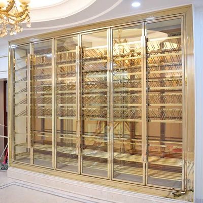 سعر جيد خزانات النبيذ المصنوعة من الفولاذ المقاوم للصدأ المصقولة بالنحاس العتيق مع إمكانية التحكم في درجة حرارة الباب بأربعة أبواب الانترنت
