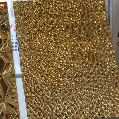 316L 304 0.8MM Thickness Mirror Wave Gold PVD Color Hammer Panel