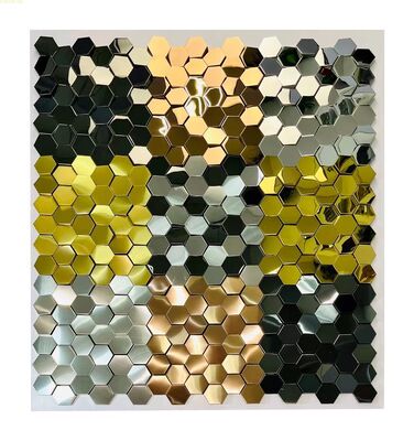 سعر جيد الشمبانيا الذهب الفولاذ المقاوم للصدأ بلاط الفسيفساء للطراز الخالد والكلاسيكي الانترنت