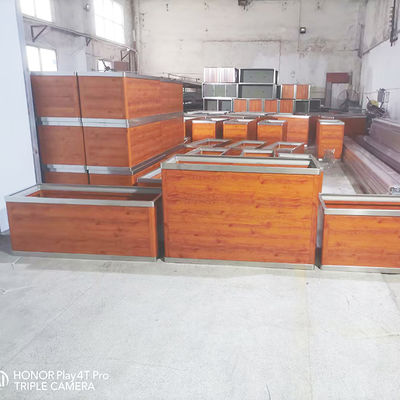 سعر جيد الخشب الحبوب لون حديقة أثاث الشارع المعدنية المستطيلة الكبيرة المزرعة خارجية المياه المعدنية الصندوق النباتية من الفولاذ المقاوم للصدأ وعاء الزهور الانترنت