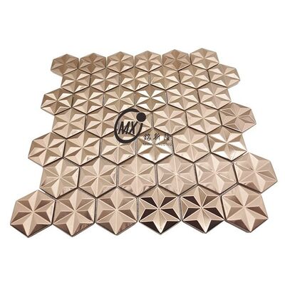 سعر جيد Hexagon Shape Stainless Steel Mosaic Tiles Modern Geometric Pattern الانترنت