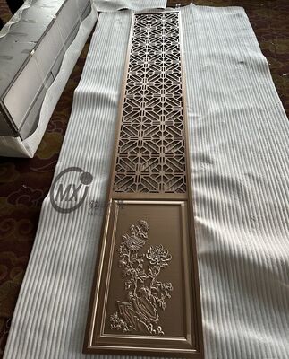 سعر جيد الصينية النمط الليزر قطع الفولاذ المقاوم للصدأ شاشة الحائط مع نمط زهرة و PVD طلاء التيتانيوم الانترنت