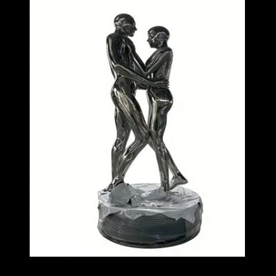 سعر جيد الفن الحديث النحت الشخصي المخصص الألياف الزجاجية / الفولاذ المقاوم للصدأ المرآة شظية تمثال بشري للحديقة موقع منظر خارجي الانترنت