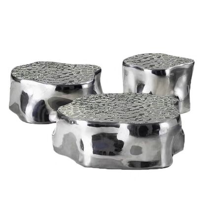 طقم طاولة قهوة من الفولاذ المقاوم للصدأ باللون الذهبي المصنوع يدويًا بتصميم OEM ODM، طاولات جانبية حديثة متداخلة لأثاث غرفة المعيشة